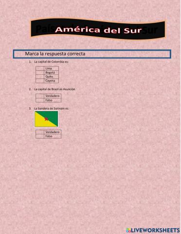 Banderas y Capitales de América del Sur