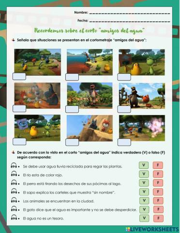 Comprensión lectora: amigos del agua