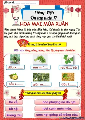 Lớp 1 - Tiếng việt - Tuần 17