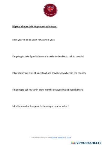 Future - speaking (will, going to & present continuous)