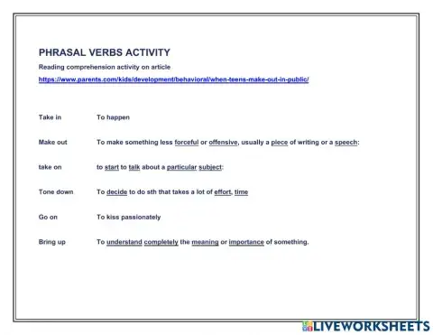 Public displays of affection reading comprehension