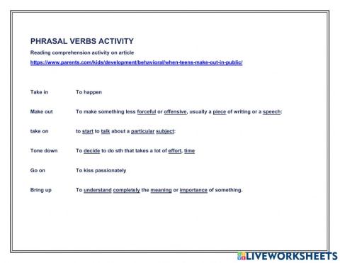 Public displays of affection reading comprehension