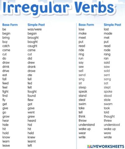 Irregular verbs