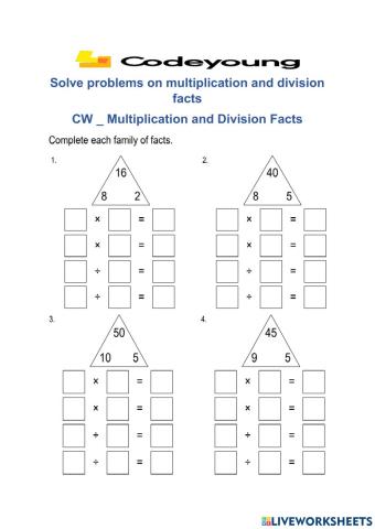 Multiplication and Division Facts CW
