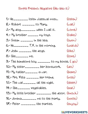 Simple Present, Negative, (He, she it)