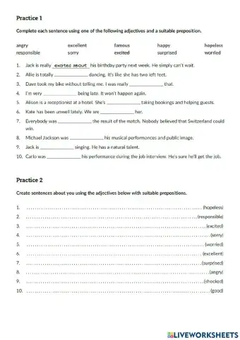 Adjective preposition