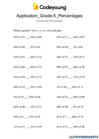Application-Comparing Percentages