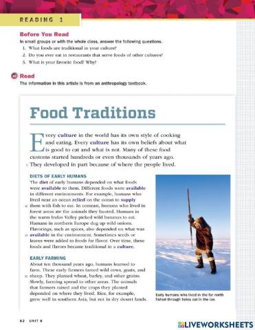 Reading: food tradition