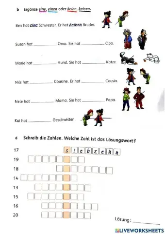 Zahlen von 13 bis 20