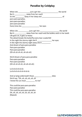 Paradise- Past simple