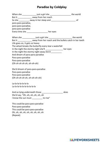 Paradise- Past simple