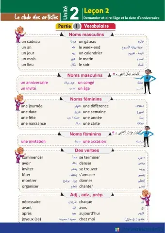 Première année secondaire Unité 2 Leçon 2 « Demander et dire l'âge et la date d'anniversaire »
