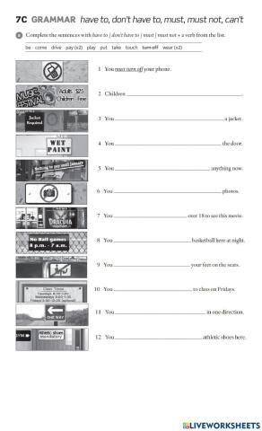 Have to - Don't have to - Must - Must not - Can't