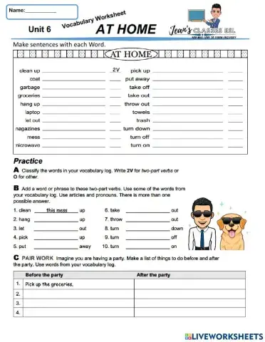 TSS Unit 6 Vocabulary Worksheet