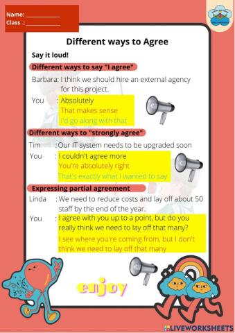 Different ways to agree