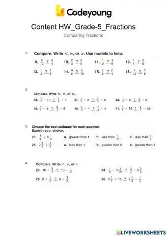 Content HW-Comparing Fractions