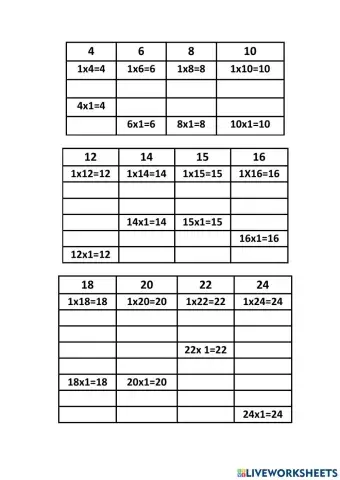 乘法（1-12）相同答案的乘法