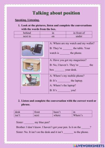 Talking about position