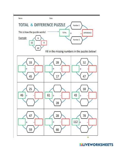 Add & subtract puzzle