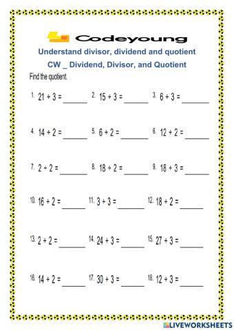 Dividend, Divisor, and Quotient