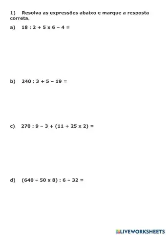 Expressões numéricas