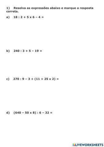 Expressões numéricas