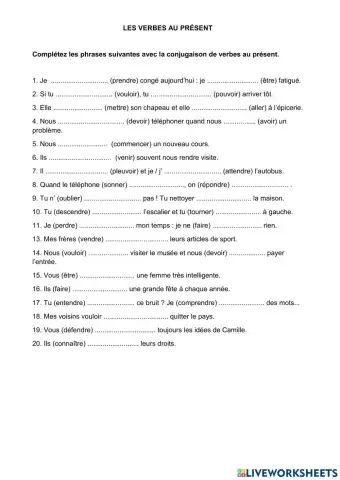 Les verbes au présent