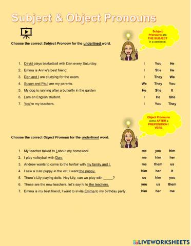 Subject and Object Pronouns