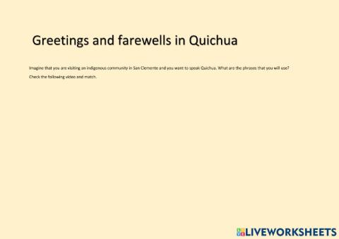 Quichua: greetings and farewells