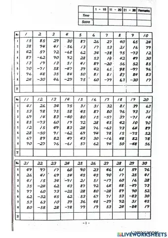 Latihan Tambah Kurang puluhan 8 bar