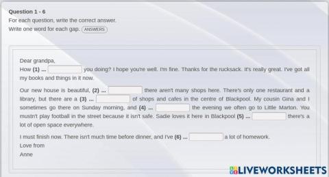 KET Reading and Writing Part 5