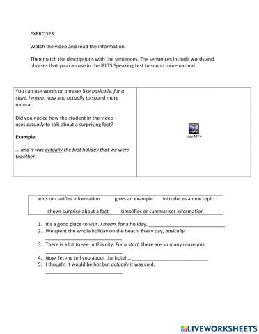 IE1, Unit 2, Speaking, Exercise 8