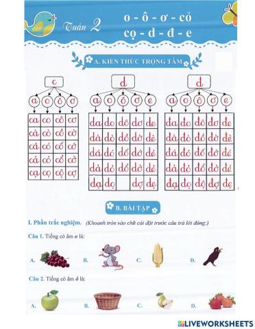 Tiếng Việt 1 - Tuần 2