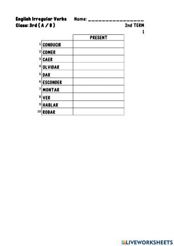 NEW VERBS 3º 2nd T-1