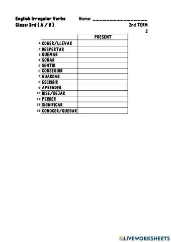 NEW VERBS 3º 2nd T-2