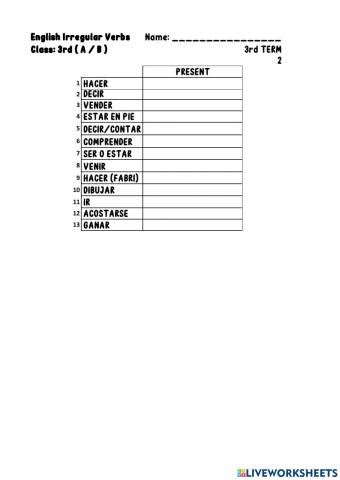 NEW VERBS 3º 3rd T-2