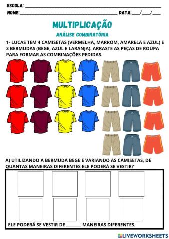 Multiplicação - análise combinatória