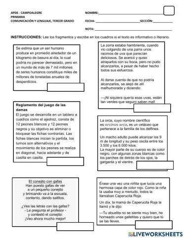 Textos informativos y literarios