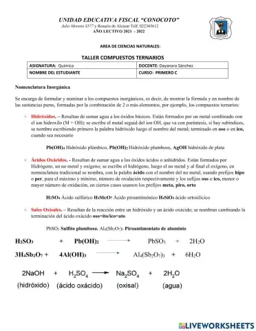 Compuestos ternarios recuperación