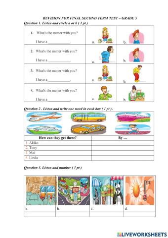 REVISION FOR THE SECOND TERM TEST- TIẾNG ANH 5