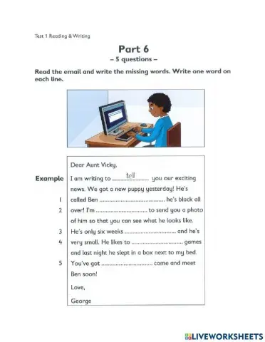 A2 Flyers Collin Test 1.1 R&W part 6-7