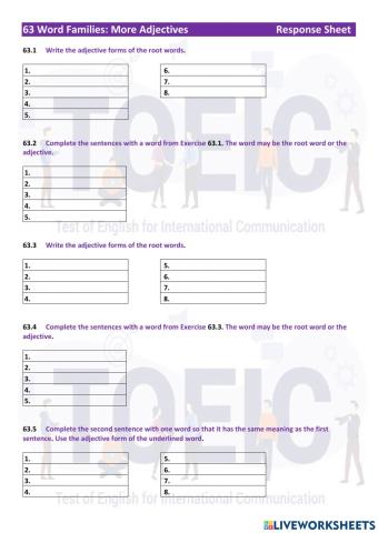 63 Word Families More Adjectives