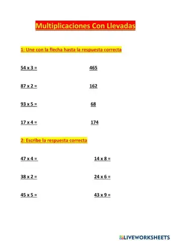 Multiplicaciones Con Llevadas