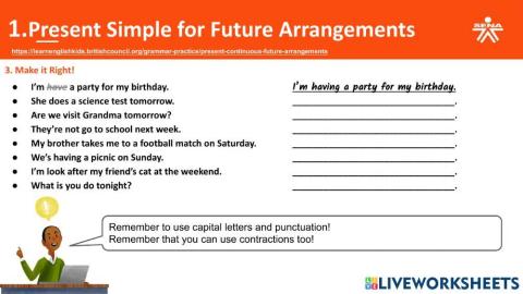 Present Simple for Future Arrangements 2