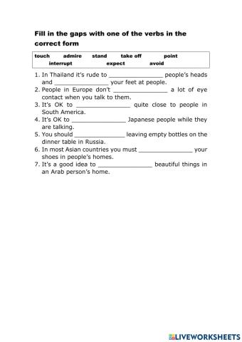 Common Verbs 2 Culture Shocks