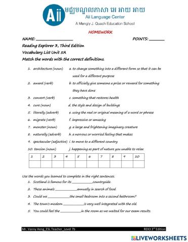 REX3 3rd Edition-Unti 5A-HW1