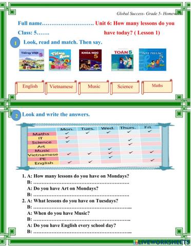 English 5- Unit 6- Lesson 1