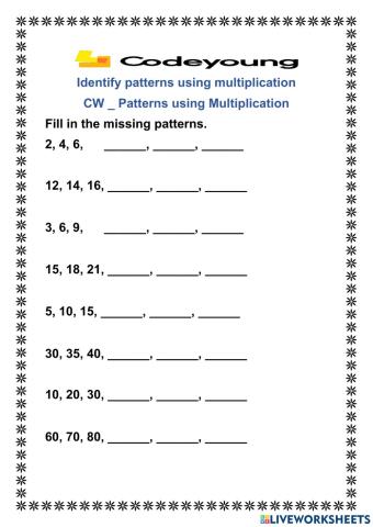 Patterns using Multiplication