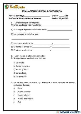 Evaluación de geografía