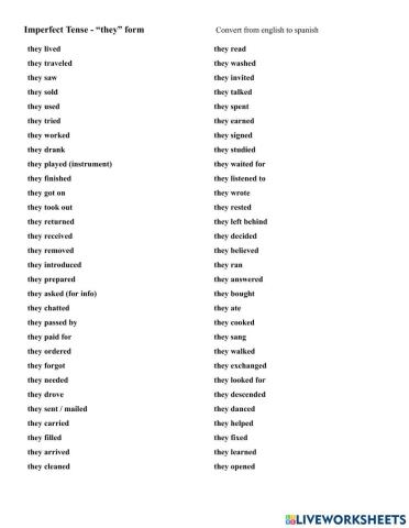Imperfect Tense - they form
